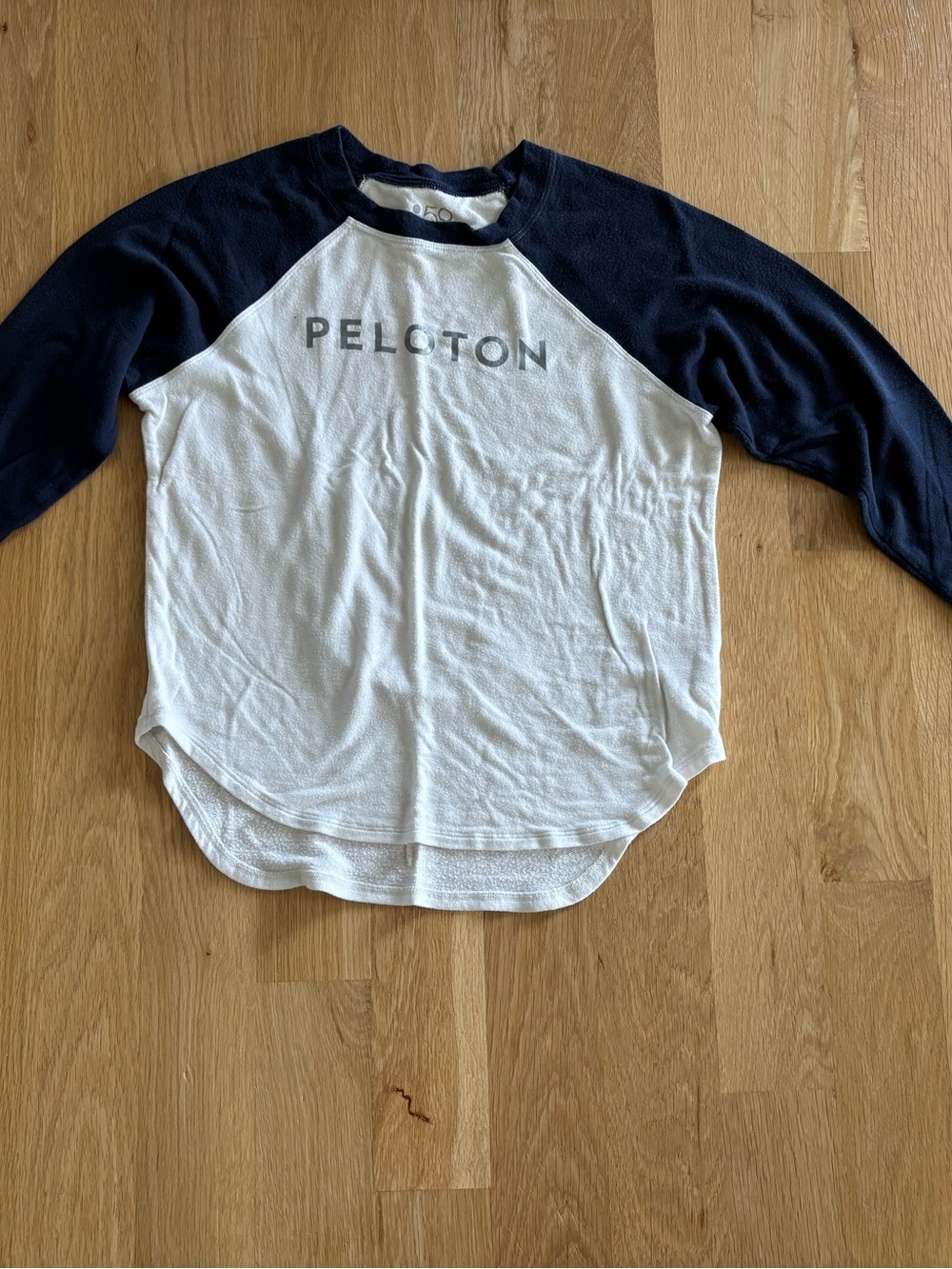 Peloton Kids Long-Sleeve Raglan Tee - White & Navy